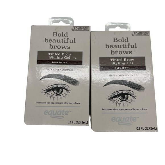 Equate Other - NEW Equate Tinted Brow Styling Gel Dark Brown Volumize Lot of 2 Boxes